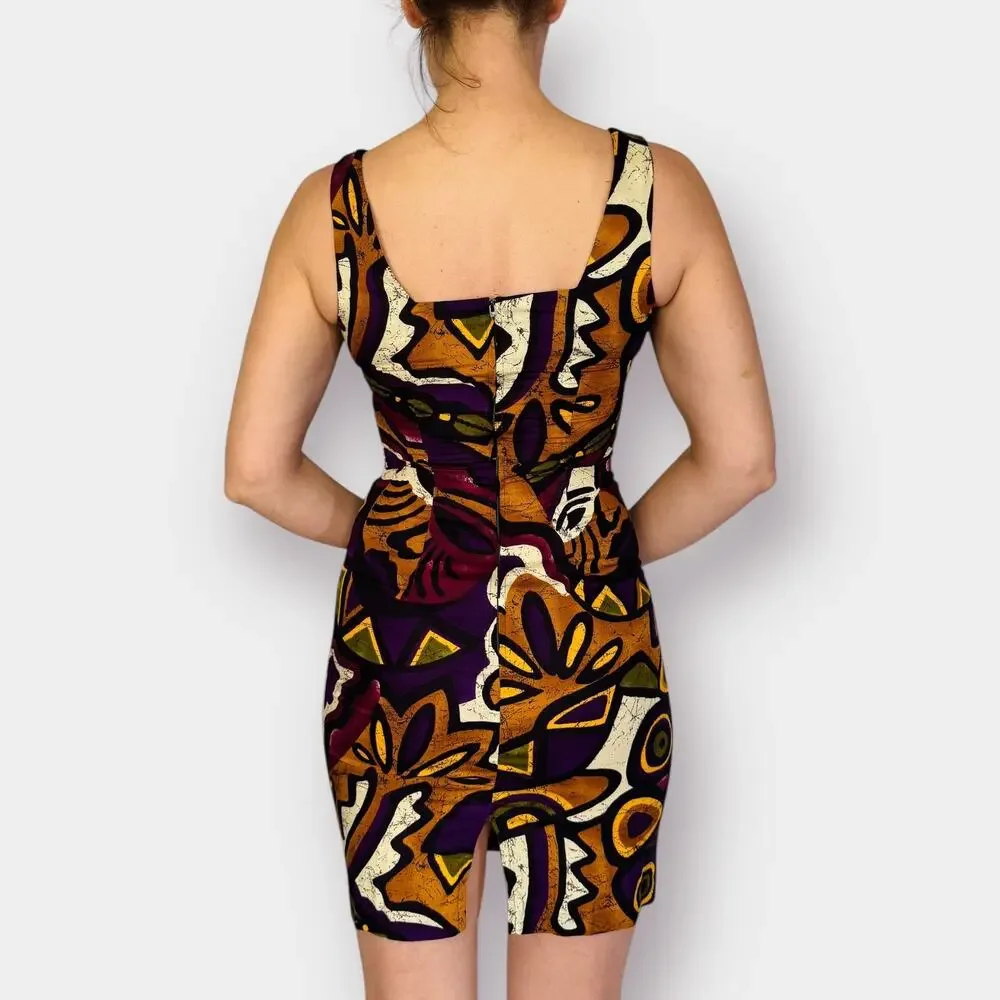 90s Scarlett abstract pattern‎ Dress Size S